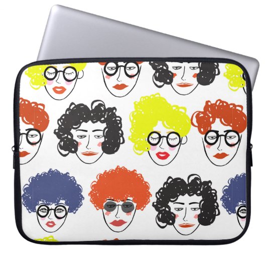 Menge lustiger Völker, nahtloser Hintergrund Laptopschutzhülle (Vorderseite)