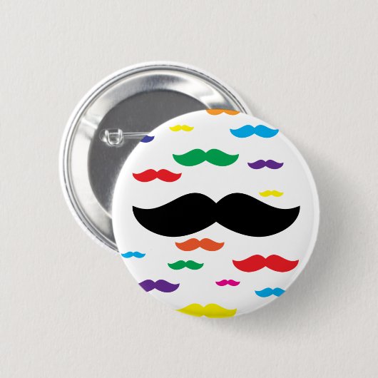 Menge von Schnurrbart REGENBOGEN Button (Vorne & Hinten)