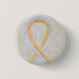 Meniere's Disease Awareness Ribbon Angel Button