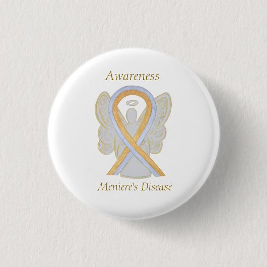 Meniere's Disease Awareness Ribbon Angel Button (Vorderseite)