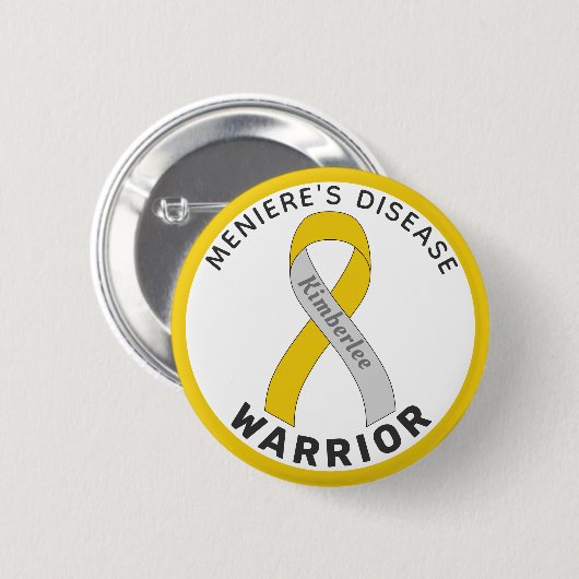 Meniere's Disease Warrior Ribbon White Button (Vorne & Hinten)