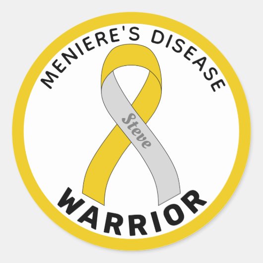Meniere's Disease Warrior Ribbon White Runder Aufkleber (Vorderseite)