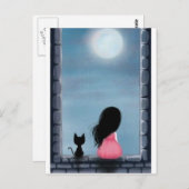 Menina e gato na janela - Mädchen und Katze auf de Postkarte (Vorne/Hinten)