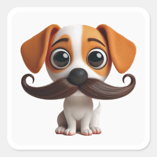 Menjou Mustache Puppy - Aufkleber (Vorderseite)