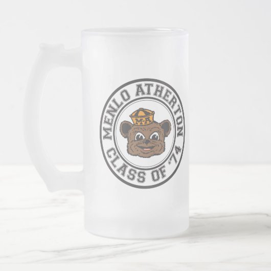 Menlo-Atherton Highschool Klasse von Bier-Tasse Mattglas Bierglas (Links)