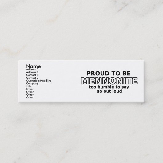Mennonite Pride Funny Visitenkarte Spaß (Vorderseite)