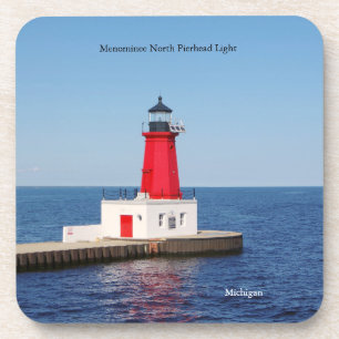 Menominee North Pierhead Light 6 Kunststoff-Unters Getränkeuntersetzer
