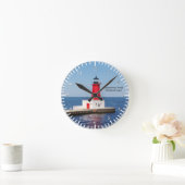 Menominee North Pierhead Light clock Runde Wanduhr (Zuhause)