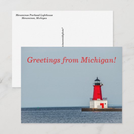 Menominee Pierhead Lighthouse Postkarte (Vorne/Hinten)