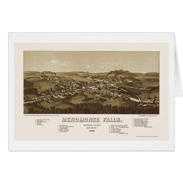 Menomonee Falls, panoramische Karte WI - 1886 (Vorderseite (Horizontal))