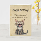 Menopause Humor Gestresste Wütende Katze Karte (Gelbe Blume)