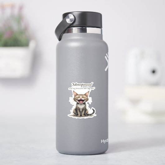 Menopause Humor Stressed Angry Cat Aufkleber (HydroFlask)
