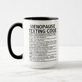 Menopause-Textcode, lustiges Perimenopause-Geschen Tasse (Links)