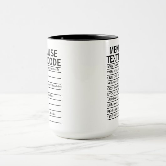 Menopause-Textcode, lustiges Perimenopause-Geschen Tasse (Zentrum)