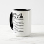 Menopause-Textcode, lustiges Perimenopause-Geschen Tasse (Vorderseite Links)