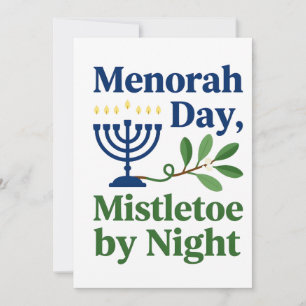 Menora bei Tag Mistelzweig bei Nacht Christmukkah Dankeskarte