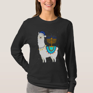 Menora Hanukka Lama Cute Alpaka Chanukka Christ T-Shirt