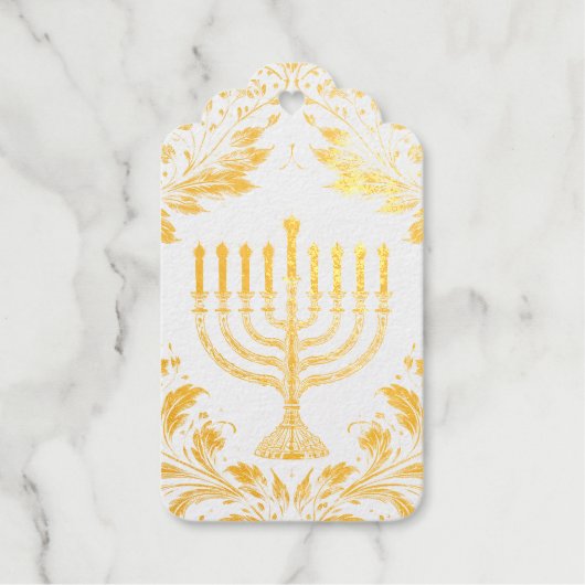 Menora im aufwendigen Stil von William Morris Geschenkanhänger (Vorderseite)