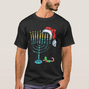 Menora Santa Hut Chanukka Hanukkah jüdisch T-Shirt