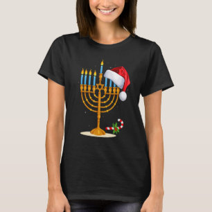 Menora Santa Hut Chanukka Hanukkah Jüdisch Weihnac T-Shirt