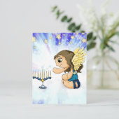Menorah Angel Postkarte (Stehend Vorderseite)