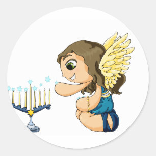 Menorah Angel Runder Aufkleber