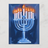 Menorah Blue Hanukkah Feiertagspostkarte (Vorderseite)