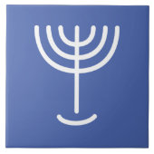 Menorah Blue White Fliese (Vorderseite)