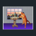 menorah cat.jpg postkarte<br><div class="desc">Nicht nur für Chanukah mehr - dieser hübsche Ingwer zündet die Kerzen an, denn hier ist ein großes Wunder passiert!</div>