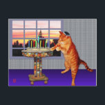 Menorah Cat Postkarte<br><div class="desc">Die Katze ist also ein Rotkopf, der ein Ashkenazi ist! Und es ist der Sonnenuntergang, also hat er seine Kippe angezogen, er beleuchtet die Kerzen und Sprichwort die Gebete, und erinnert sich daran, dass dort ein großes Wunder geschah.</div>