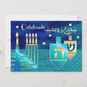 Menorah & Dreidels Hanukkah Celebration Einladung (Vorderseite)