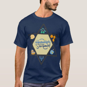 Menorah Dreydl Latke Donut Jewish Hanukkah Star T-Shirt