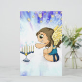 Menorah Engel Briefpapier (Stehend Vorderseite)