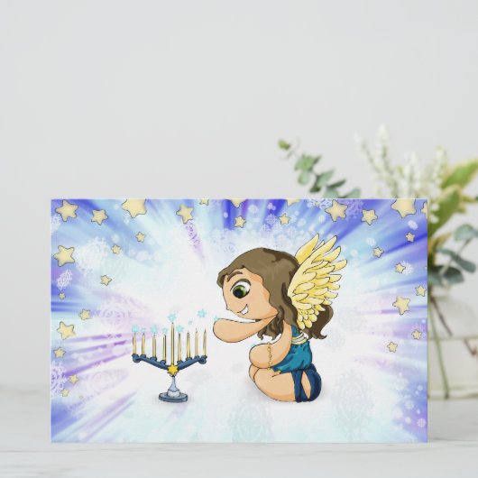 Menorah Engel Briefpapier (Stehend Vorderseite)