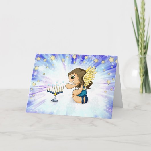 Menorah Engel Feiertagskarte (Vorderseite)