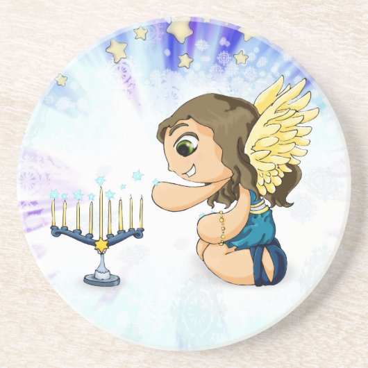 Menorah Engel Getränkeuntersetzer (Vorne)