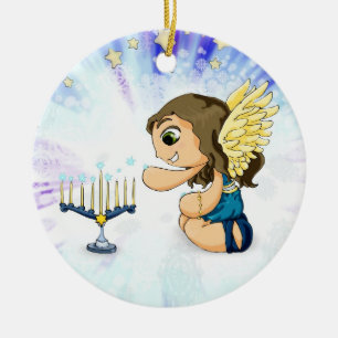 Menorah Engel Keramikornament