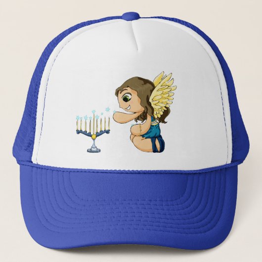 Menorah Engel Truckerkappe (Vorderseite)