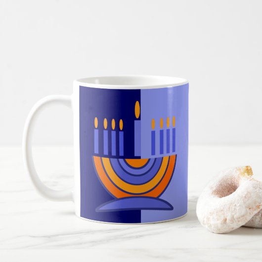 Menorah Entwurfs-Chanukka-Geschenk-Tassen Kaffeetasse (Mit Donut)