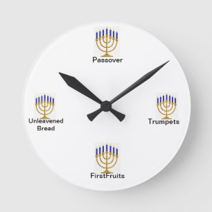 Menorah-Festtage-Uhr Runde Wanduhr