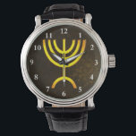 Menorah Flame Armbanduhr<br><div class="desc">Eine digitale Darstellung der jüdischen siebenverzweigten Menorah (Hebräisch: מְ נ וֹ רָ ‎). Die siebenverzweigte Menorah, die im tragbaren Set von Moses in der Wildnis und später im Tempel in Jerusalem verwendet wird, ist seit der Antike ein Symbol des Judentums und das Emblem des modernen Staat Israel. Der Kohanim zündete...</div>