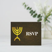 Menorah Flame Bar/Bat Mitzvah UAWG RSVP Karte (Stehend Vorderseite)