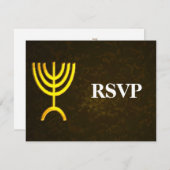 Menorah Flame Bar/Bat Mitzvah UAWG RSVP Karte (Vorne/Hinten)