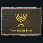 Menorah Flame Decke<br><div class="desc">Eine braune und goldene digitale Darstellung der jüdischen siebenverzweigten Menorah (Hebräisch: מְ נ וֹ רָ ). Fügen Sie Ihren eigenen Text hinzu. Die siebenverzweigte Menorah, die im tragbaren Set von Moses in der Wildnis und später im Tempel in Jerusalem verwendet wird, ist seit der Antike ein Symbol des Judentums und...</div>