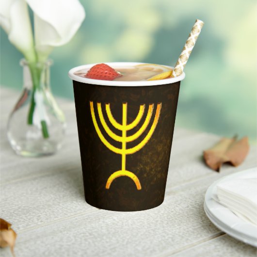 Menorah Flame Paper Cups Pappbecher (In Situ)