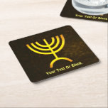 Menorah Flame Rechteckiger Pappuntersetzer<br><div class="desc">Eine braune und goldene digitale Darstellung der jüdischen siebenverzweigten Menorah (Hebräisch: מְ נ וֹ רָ ‎). Fügen Sie Ihren eigenen Text hinzu. Die siebenverzweigte Menorah, die im tragbaren Set von Moses in der Wildnis und später im Tempel in Jerusalem verwendet wird, ist seit der Antike ein Symbol des Judentums und...</div>