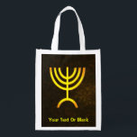 Menorah Flame Wiederverwendbare Einkaufstasche<br><div class="desc">Eine braune und goldene digitale Darstellung der jüdischen siebenverzweigten Menorah (Hebräisch: מְ נ וֹ רָ ‎). Fügen Sie Ihren eigenen Text hinzu. Die siebenverzweigte Menorah, die im tragbaren Set von Moses in der Wildnis und später im Tempel in Jerusalem verwendet wird, ist seit der Antike ein Symbol des Judentums und...</div>