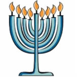 Menorah Freistehende Fotoskulptur<br><div class="desc">Ein vorbildliches menorah auf einem Stand.</div>