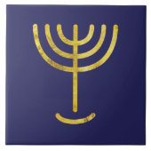 Menorah Gold Look on Navy Fliese (Vorderseite)