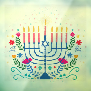 Menorah Hannukah Fensteraufkleber